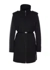 Gucci Belted Waist Nylon Faille Coat With Epaulettes In Black