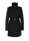 Gucci Belted Waist Nylon Faille Coat With Epaulettes In Black