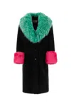 Gucci Black Contrast-trim Shearling-collar Coat In Black