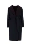 Gucci Navy Blue Wool Blend Reversible Coat In Black