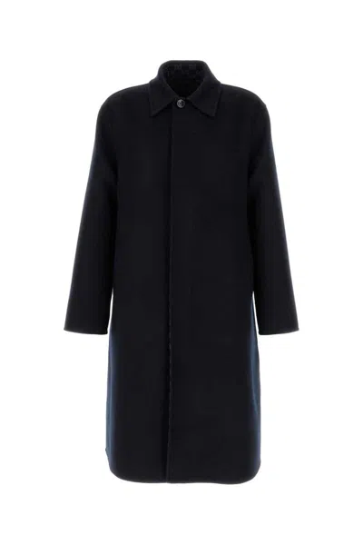 Gucci Wool Blend Coat Long Sleeves Single Breasted In Blue
