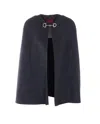 Gucci Reversible Wool Cape With Horsebit Detail In Black