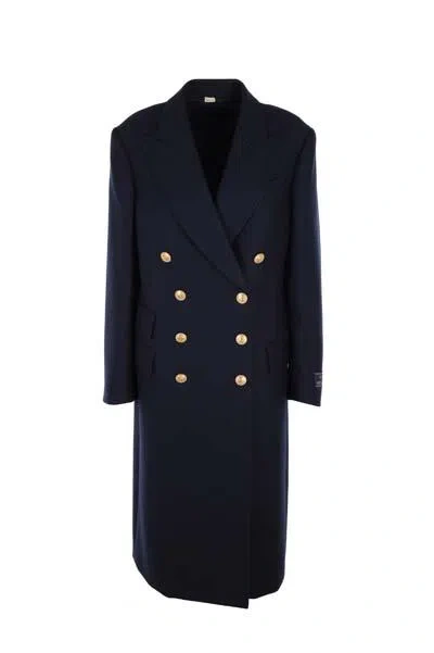 Gucci Double-breasted Cashmere-twill Coat In Blue