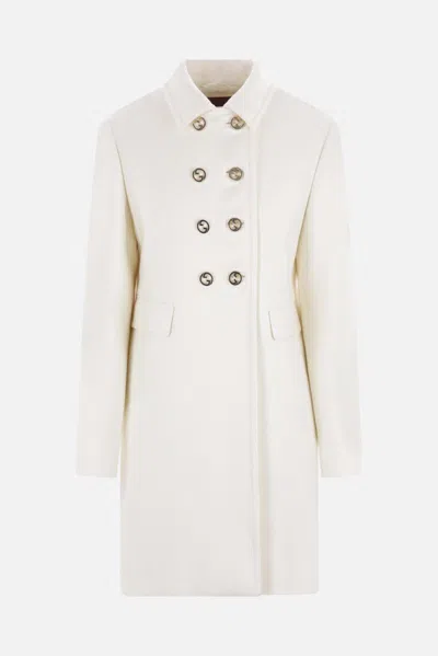 Gucci Wool Coat With Interlocking Gg Buttons In Yellow