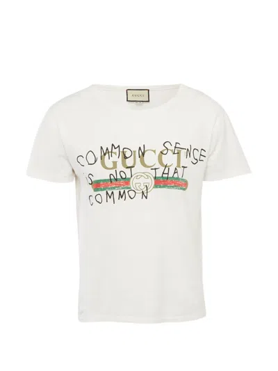 Pre-owned Gucci Coco Captain Distressed T-shirt In White