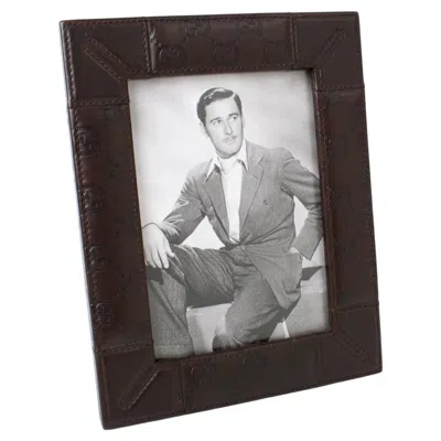 Pre-owned Gucci Cocoa Brown Stitched Leather Picture Frame, Circa 1990