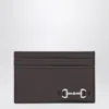 Gucci Men Brown Card Holder With Horsebit On The Front In Leather Man In Black