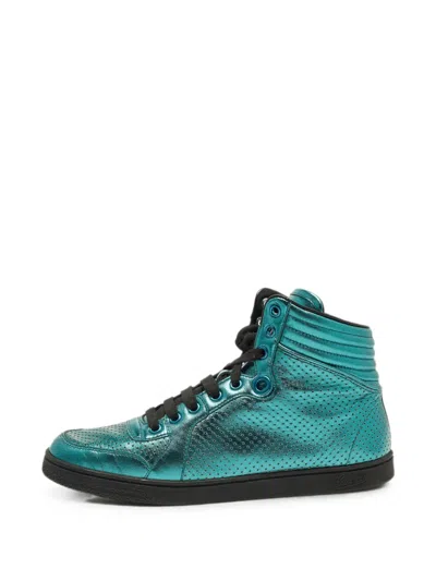 Pre-owned Gucci Coda Perforated Sneakers In Blue