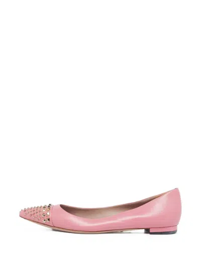 Pre-owned Gucci Coline Studded Leather Ballet Flats In Pink