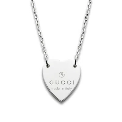 Gucci Heart Necklace With  Trademark In Silver Tone