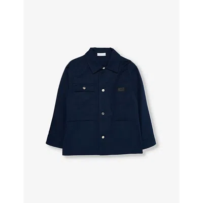 Gucci Kids' Collar Brand-patch Cotton Jacket 6-10 Years Naval Blu In Naval Blue