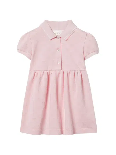 Gucci Babies' Collar Puff-sleeve Dress In Pink