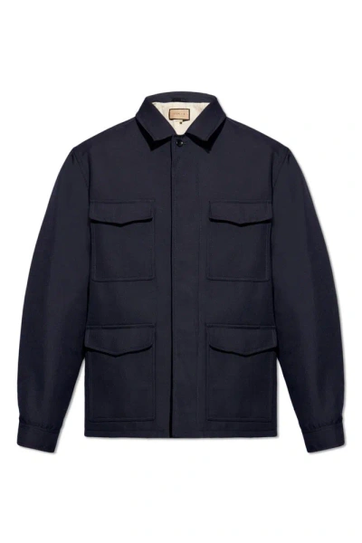 Gucci Collared Button In Navy