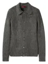 Gucci Men Grey Cardigan With Classic Collar And Brushed Effect In Mohair Blend Woman In Gray