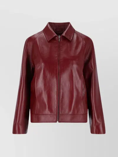 Gucci Collared Design Jacket With Elasticated Hem In Burgundy