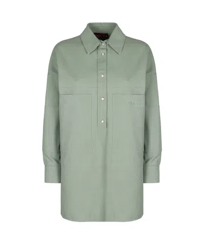Gucci Collared Long-sleeve Shirt In Green