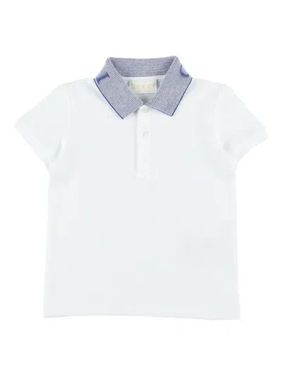 Gucci Babies' Collared-neckline Polo Shirt In White