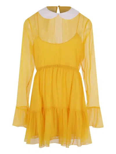 Gucci Collared Ruffled Mini Dress
