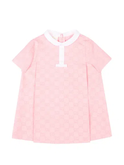 Gucci Babies' Collared Short-sleeve Dress In Pink