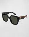 Gucci Color-block Gg Injection Plastic Cat-eye Sunglasses In Brown
