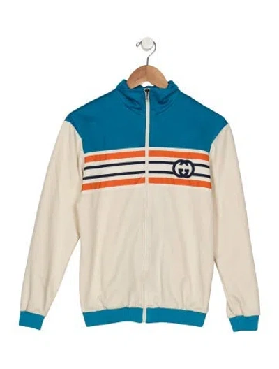Pre-owned Gucci Kids' Color Blocking Casual Jacket In Blue/neutrals/orange
