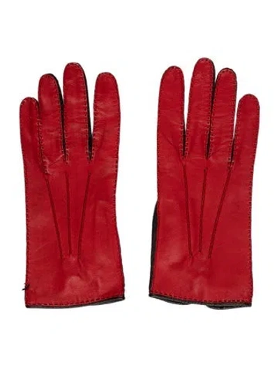 Pre-owned Gucci Colorblock Leather Gloves In Brown