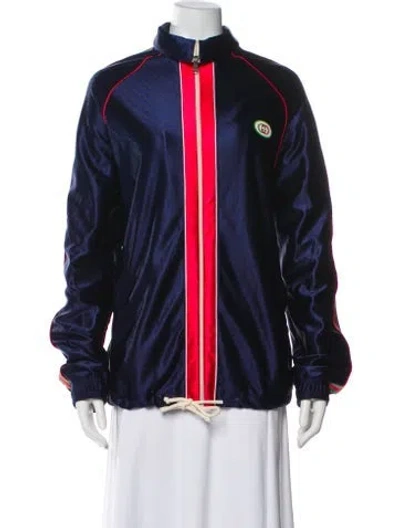 Pre-owned Gucci Colorblock Pattern Bomber Jacket In Blue