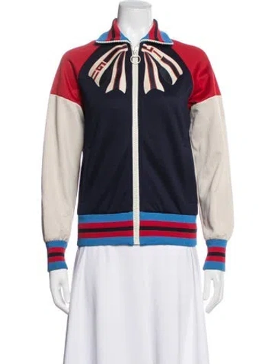 Pre-owned Gucci Colorblock Pattern Bomber Jacket In Multicolor