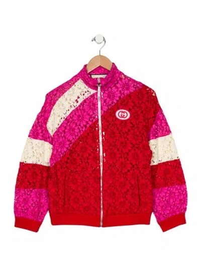 Pre-owned Gucci Colorblock Pattern Bomber Jacket In Red