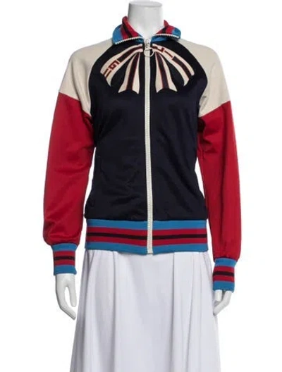 Pre-owned Gucci Colorblock Pattern Bomber Jacket In Red