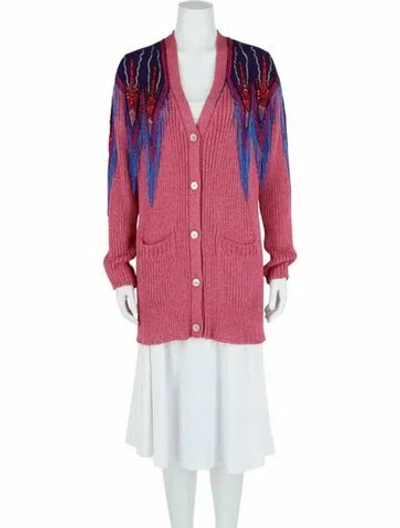 Pre-owned Gucci Colorblock Pattern Cardigan W/ Tags In Pink