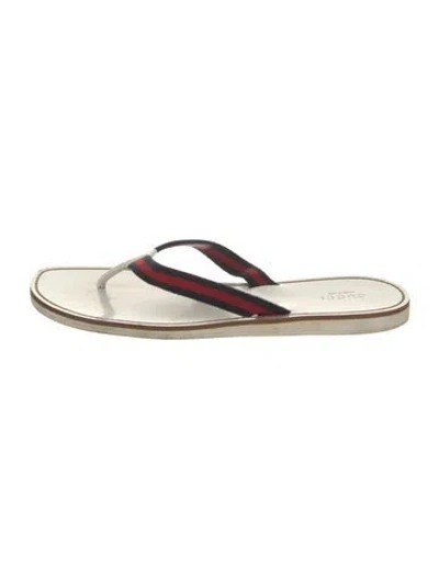 Pre-owned Gucci Colorblock Pattern Flip Flops In White