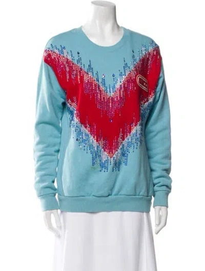 Pre-owned Gucci Colorblock Pattern Scoop Neck Sweatshirt In Blue