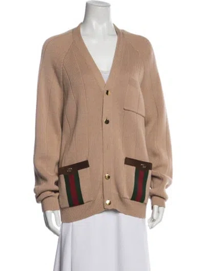 Pre-owned Gucci Colorblock Pattern V-neck Sweater In Neutral