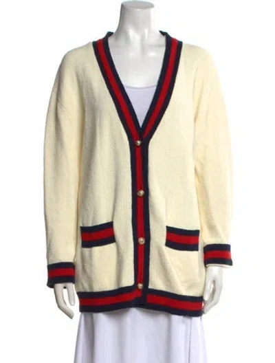 Pre-owned Gucci Colorblock Pattern V-neck Sweater In Neutral
