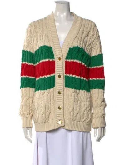Pre-owned Gucci Colorblock Pattern V-neck Sweater In Neutral
