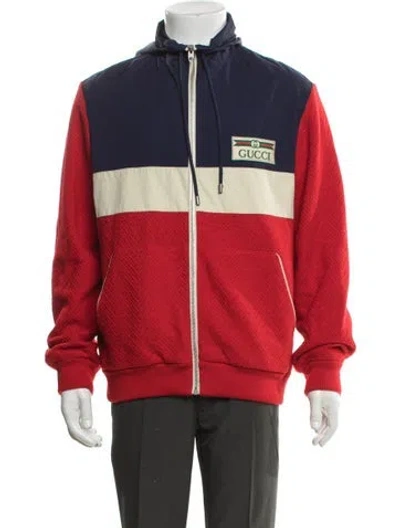 Pre-owned Gucci Colorblock Pattern Windbreaker In Red