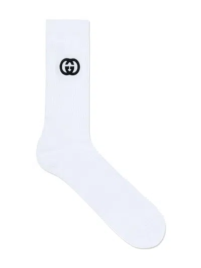 Gucci Cotton Blend Socks With Interlocking G In White