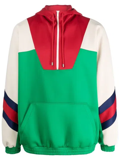 Gucci Colour-block Panel Hoodie In Red