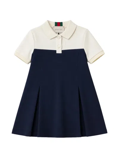 Gucci Kids' Colour-block Pleated Dress In Blue