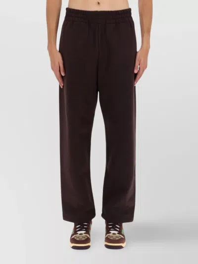 Gucci Comfortable Full Length Straight Leg Trousers In Brown