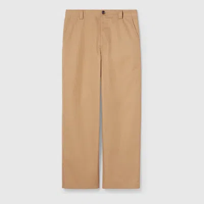 Gucci Compact Cotton Twill Pants With Web In Neutral