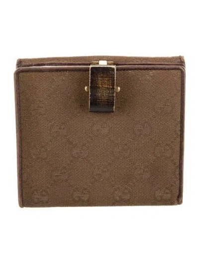 Pre-owned Gucci Compact Wallet Gg Canvas Compact Wallet In Brown
