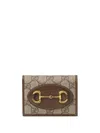 Gucci Compact Wallet With Signature Logo Pattern In Grey