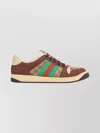 Gucci Leather And Gg Sneakers With Side Stripes In Multi