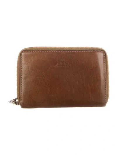Pre-owned Gucci Continental Bamboo Accent Wallet In Brown