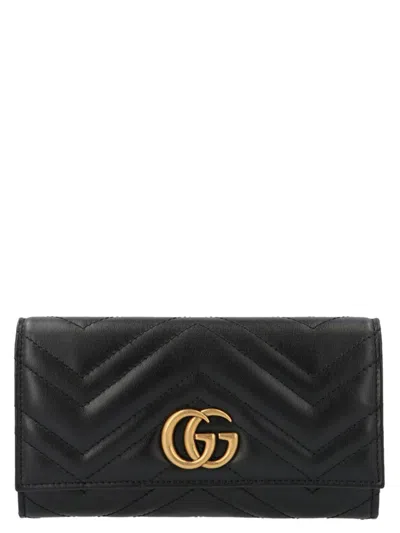Gucci 'continental Gg Marmont' Wallet In Black