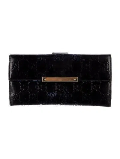 Pre-owned Gucci Continental Gg Signature Continental Wallet In Brown