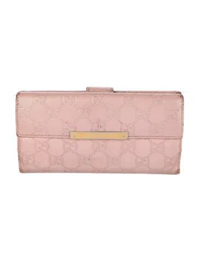 Pre-owned Gucci Continental Gg Signature Continental Wallet In Pink