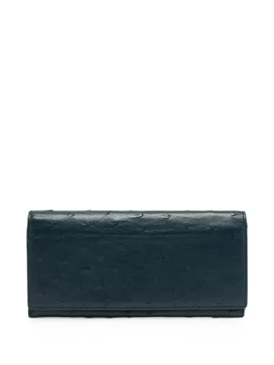 Pre-owned Gucci Continental Leather Wallet In Blue